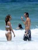 Alessandra Ambrosio in White Bikini at Beach in Florianopolis