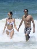 Alessandra Ambrosio in White Bikini at Beach in Florianopolis