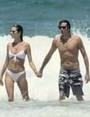 Alessandra Ambrosio in White Bikini at Beach in Florianopolis