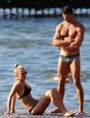 Anna Heinrich in Black Bikini at the Beach in Sydney