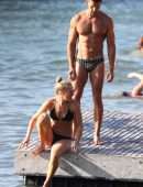 Anna Heinrich in Black Bikini at the Beach in Sydney