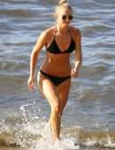 Anna Heinrich in Black Bikini at the Beach in Sydney