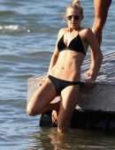 Anna Heinrich in Black Bikini at the Beach in Sydney