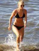 Anna Heinrich in Black Bikini at the Beach in Sydney