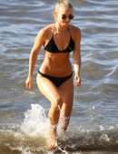 Anna Heinrich in Black Bikini at the Beach in Sydney