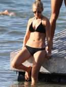 Anna Heinrich in Black Bikini at the Beach in Sydney