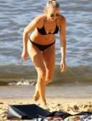 Anna Heinrich in Black Bikini at the Beach in Sydney