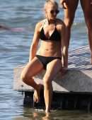 Anna Heinrich in Black Bikini at the Beach in Sydney