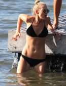 Anna Heinrich in Black Bikini at the Beach in Sydney