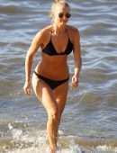 Anna Heinrich in Black Bikini at the Beach in Sydney