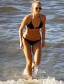 Anna Heinrich in Black Bikini at the Beach in Sydney