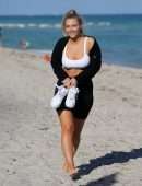 Camille Kostek on the Beach in Miami