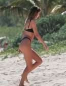 Delilah Belle Hamlin in Bikini on the Beach in Tulum