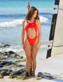 Demi Rose Mawby Booty in Red Swimsuit Photoshoot in Tulum