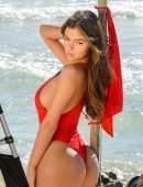 Demi Rose Mawby Booty in Red Swimsuit Photoshoot in Tulum