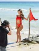 Demi Rose Mawby Booty in Red Swimsuit Photoshoot in Tulum