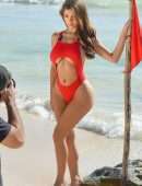Demi Rose Mawby Booty in Red Swimsuit Photoshoot in Tulum