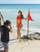 Demi Rose Mawby Booty in Red Swimsuit Photoshoot in Tulum