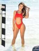 Demi Rose Mawby Booty in Red Swimsuit Photoshoot in Tulum