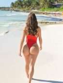 Demi Rose Mawby Booty in Red Swimsuit Photoshoot in Tulum