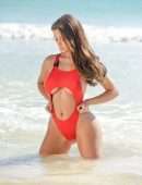 Demi Rose Mawby Booty in Red Swimsuit Photoshoot in Tulum