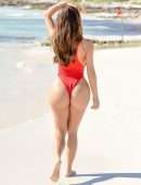 Demi Rose Mawby Booty in Red Swimsuit Photoshoot in Tulum