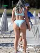 Iskra Lawrence in Blue Bikini on the Beach in Miami
