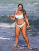 Iskra Lawrence in Blue Bikini on the Beach in Miami
