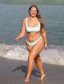 Iskra Lawrence in Blue Bikini on the Beach in Miami