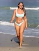 Iskra Lawrence in Blue Bikini on the Beach in Miami