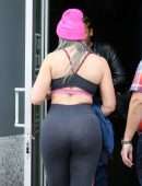 Iskra Lawrence Booty in Spandex, Out in Miami