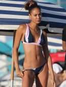 Joan Smalls in Bikini on the Beach in Miami