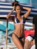Joan Smalls in Bikini on the Beach in Miami