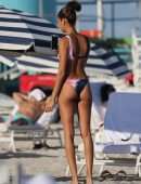 Joan Smalls in Bikini on the Beach in Miami