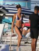 Joan Smalls in Bikini on the Beach in Miami