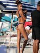Joan Smalls in Bikini on the Beach in Miami