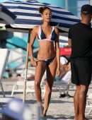 Joan Smalls in Bikini on the Beach in Miami