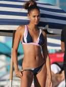 Joan Smalls in Bikini on the Beach in Miami