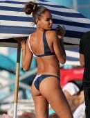 Joan Smalls in Bikini on the Beach in Miami
