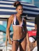 Joan Smalls in Bikini on the Beach in Miami