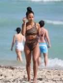 Karrueche Tran in Bikini on the Beach in Miami