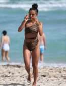 Karrueche Tran in Bikini on the Beach in Miami