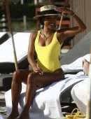 Karrueche Tran in Swimsuit at Beach on Vacation in Miami