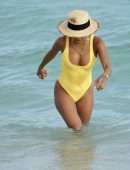 Karrueche Tran in Swimsuit at Beach on Vacation in Miami