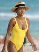 Karrueche Tran in Swimsuit at Beach on Vacation in Miami