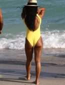 Karrueche Tran in Swimsuit at Beach on Vacation in Miami