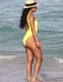 Karrueche Tran in Swimsuit at Beach on Vacation in Miami