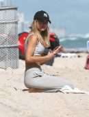 Kimberley Garner in Bikini Working Out on the Beach in Miami