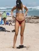 Kimberley Garner in Bikini Working Out on the Beach in Miami