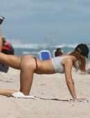 Kimberley Garner in Bikini Working Out on the Beach in Miami